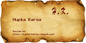 Hupka Karsa névjegykártya